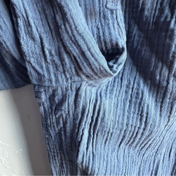 Eileen Fisher Blue Organic Cotton Gauze Wide-Leg Pant Cropped Sz L 22” Inseam - Picture 8 of 13